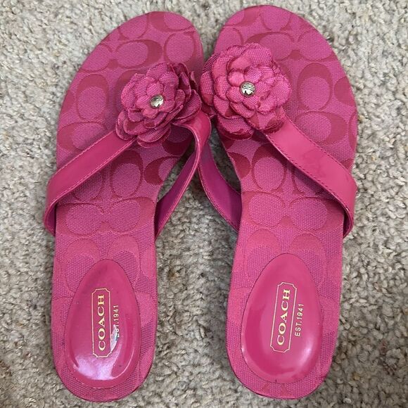 Coach pink Samira flower sandal flip flop - Picture 5 of 6